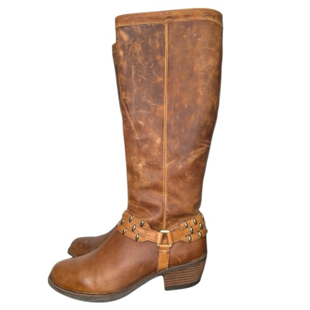 Antonio Melani Boots Distressed Cowboy Equestrian Leather Western Brown 9.5
